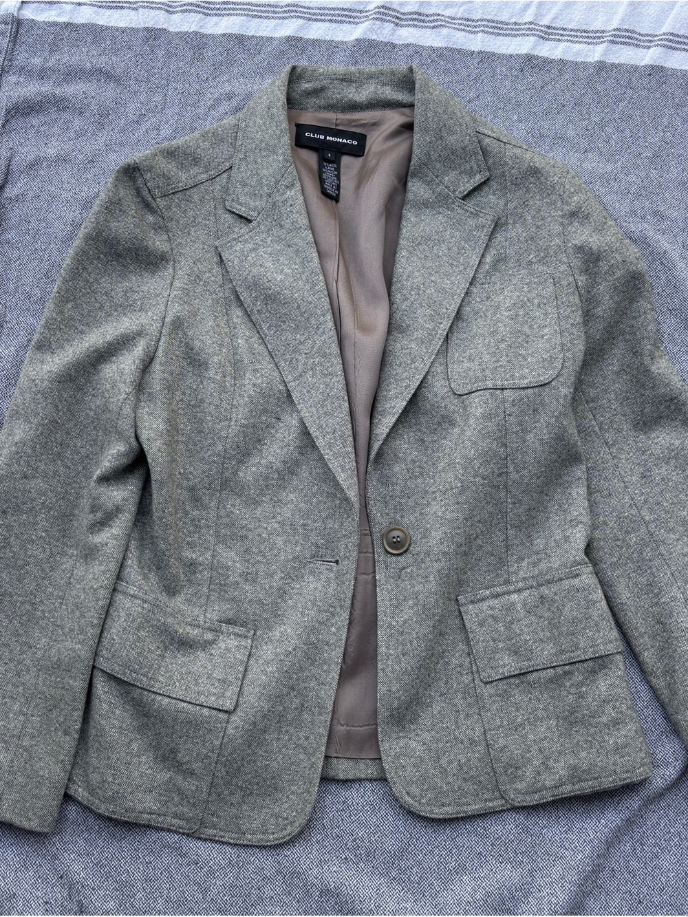 Club Monaco Gray Tailored Wool-Blend Blazer